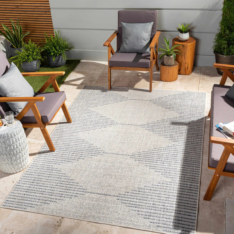Stephan Gray & Blue Outdoor Rug by Boutique Rugs