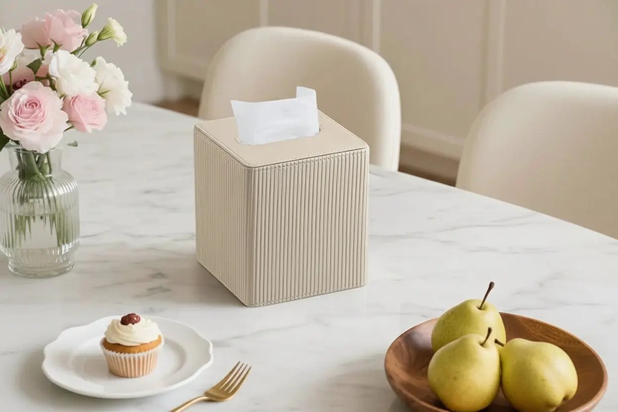 Tissue Box - Decorative Faux Leather Square by House Of Avana