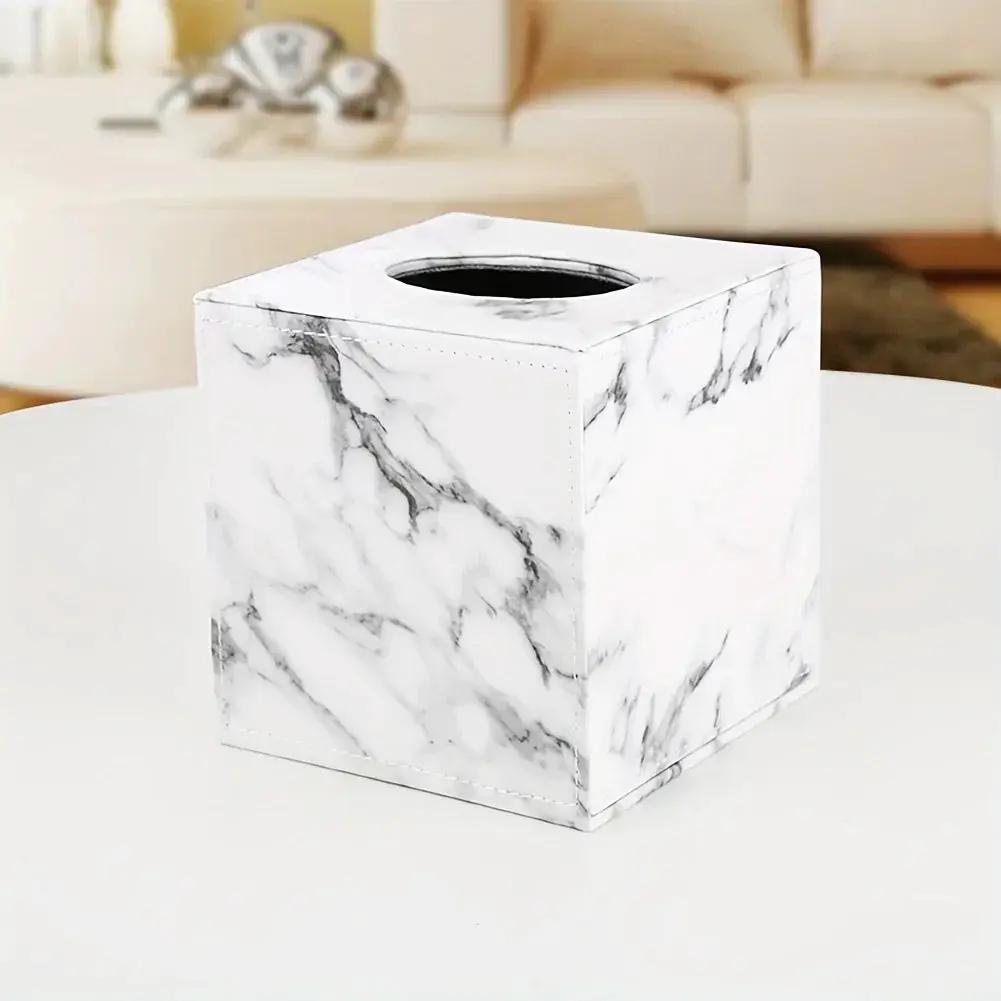 Tissue Box Holder - Elegant Marble Leather by House Of Avana