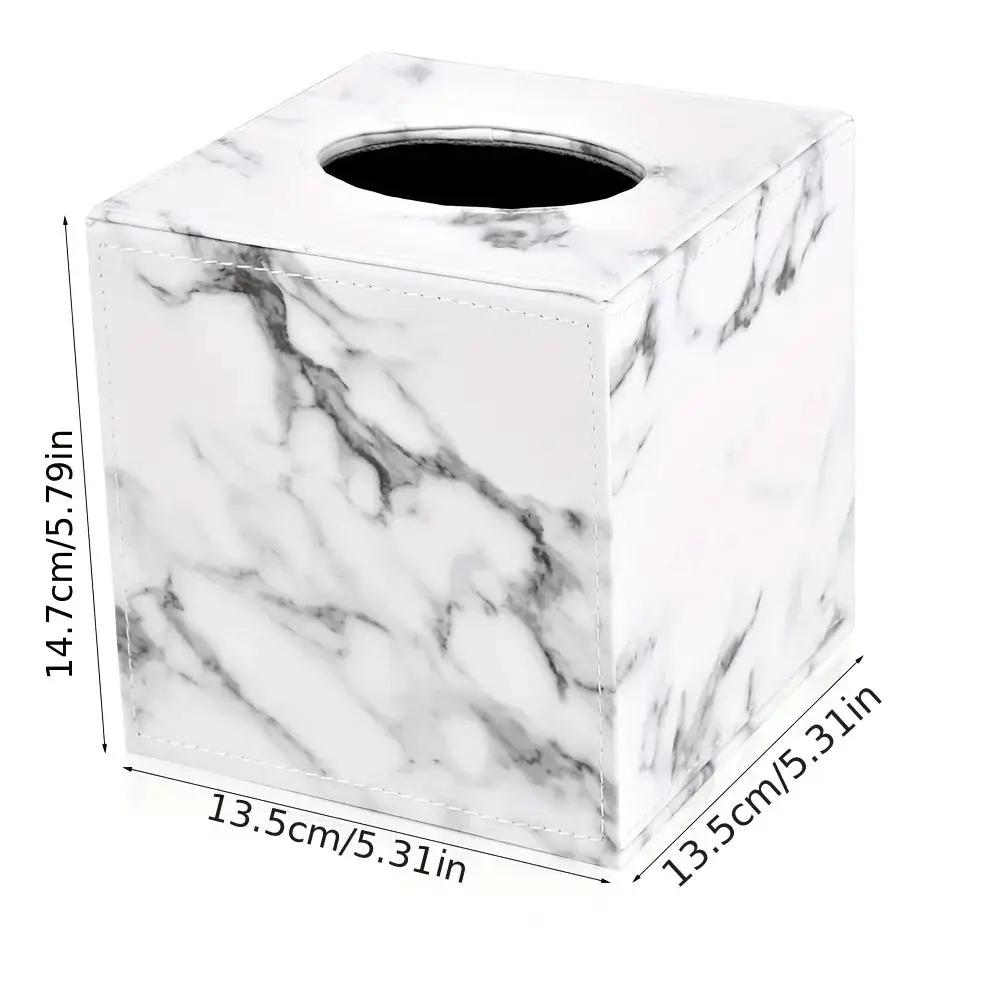 Tissue Box Holder - Elegant Marble Leather by House Of Avana