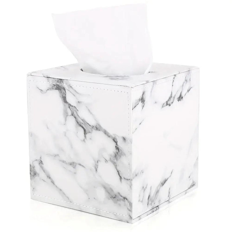 Tissue Box Holder - Elegant Marble Leather by House Of Avana