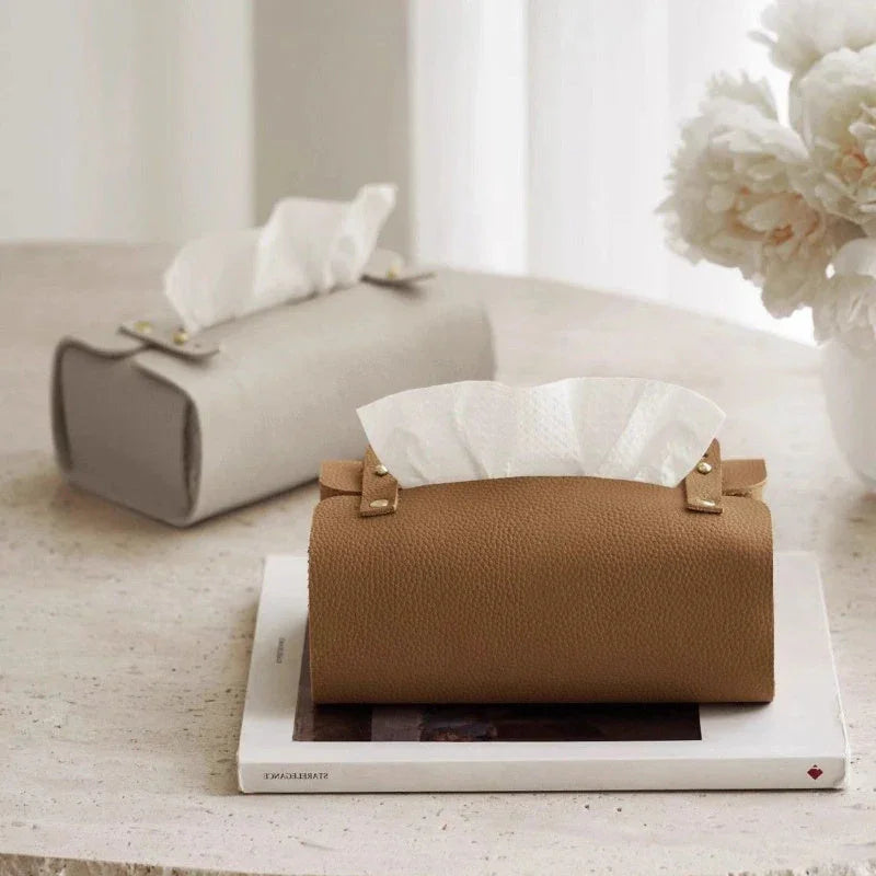 Tissue Box Holder - Luxury Faux Leather Small