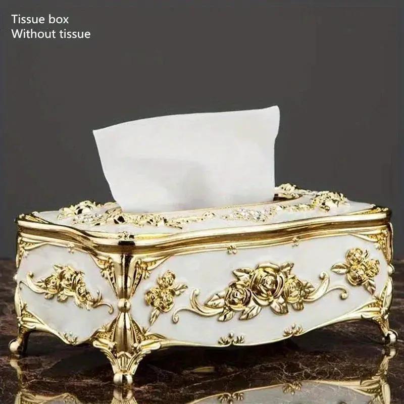 Tissue Box Holder - Metal Golden Silvery by House Of Avana
