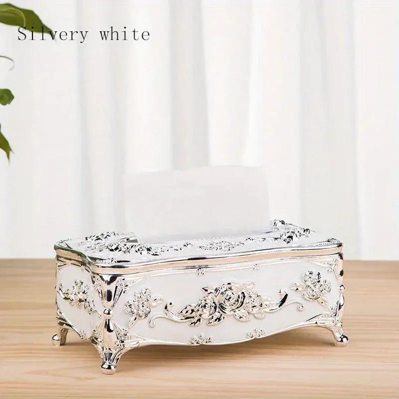 Tissue Box Holder - Metal Golden Silvery by House Of Avana