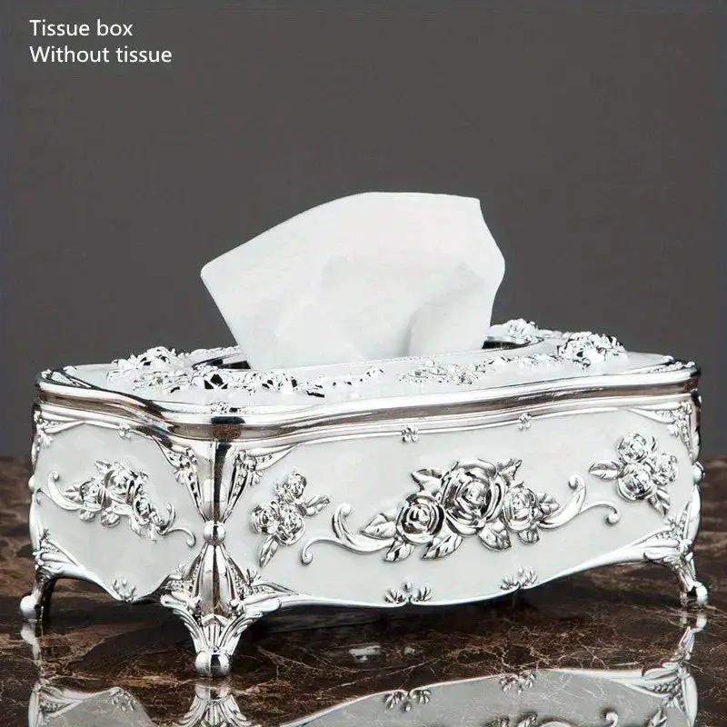Tissue Box Holder - Metal Golden Silvery by House Of Avana