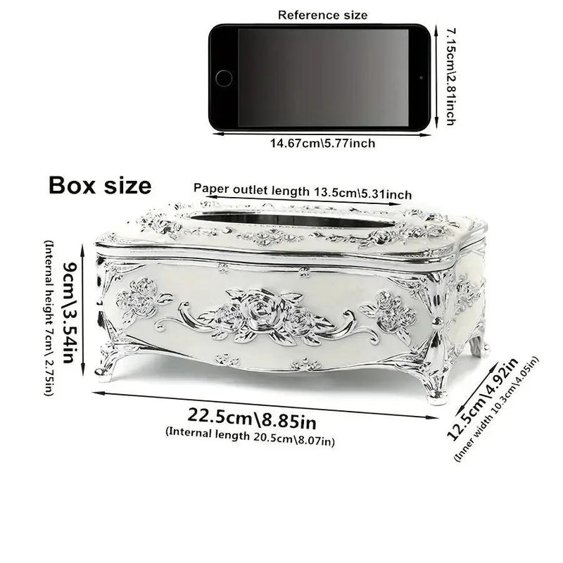 Tissue Box Holder - Metal Golden Silvery by House Of Avana