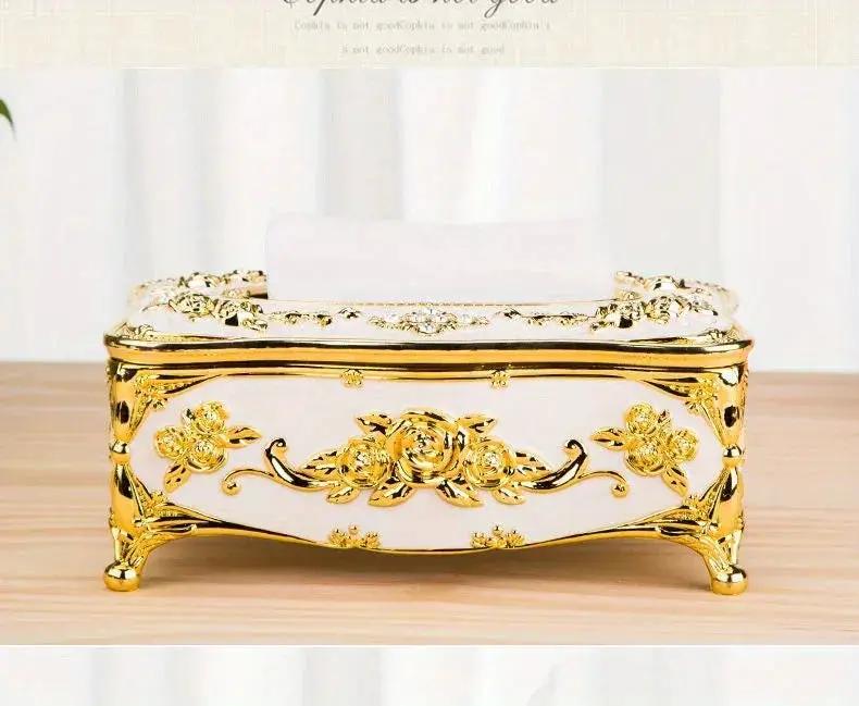 Tissue Box Holder - Metal Golden Silvery by House Of Avana