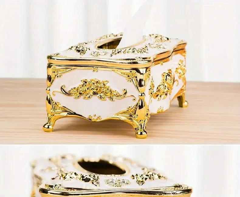 Tissue Box Holder - Metal Golden Silvery by House Of Avana