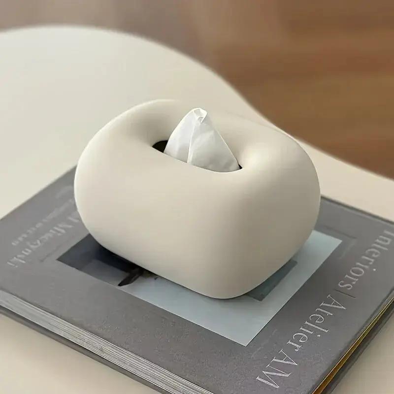 Tissue Box Holder - Modern Ceramic White by House Of Avana