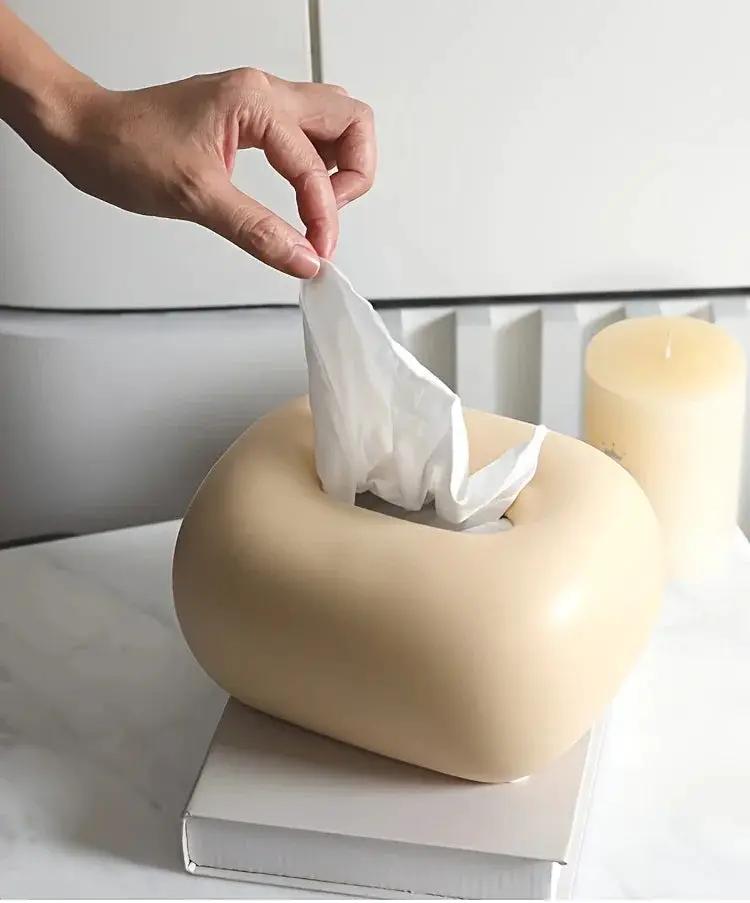 Tissue Box Holder - Modern Ceramic White by House Of Avana