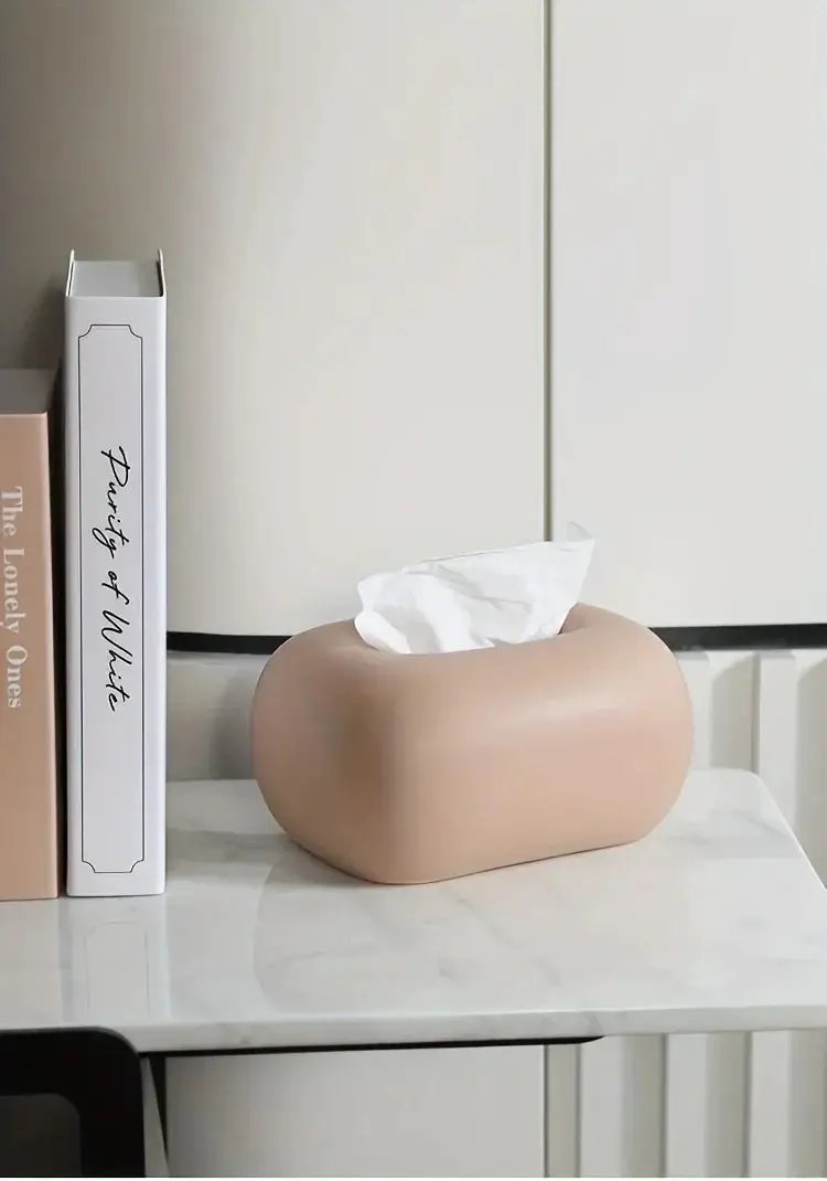 Tissue Box Holder - Modern Ceramic White by House Of Avana