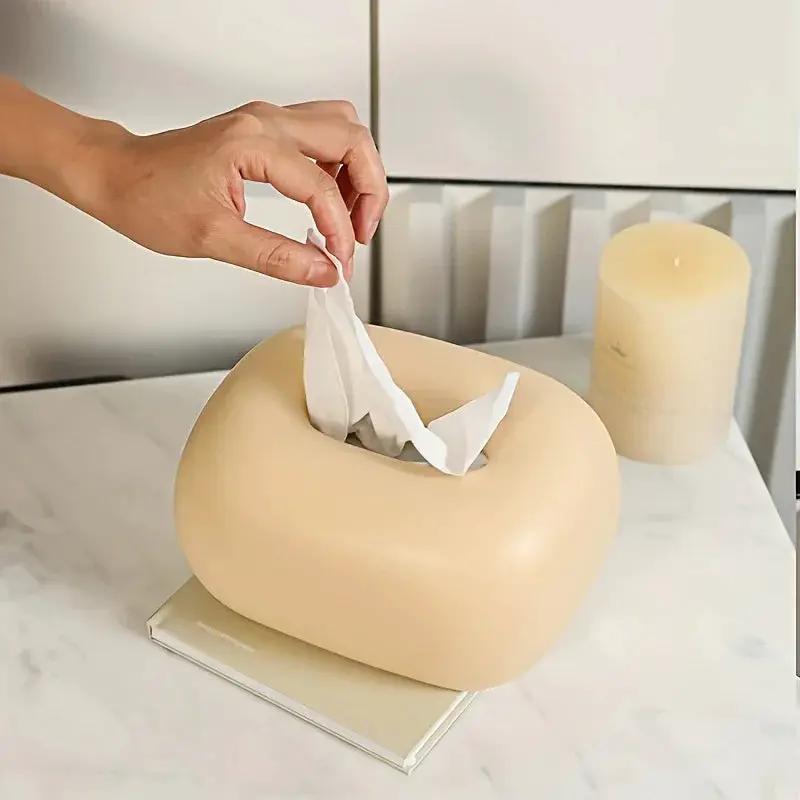Tissue Box Holder - Modern Ceramic White by House Of Avana
