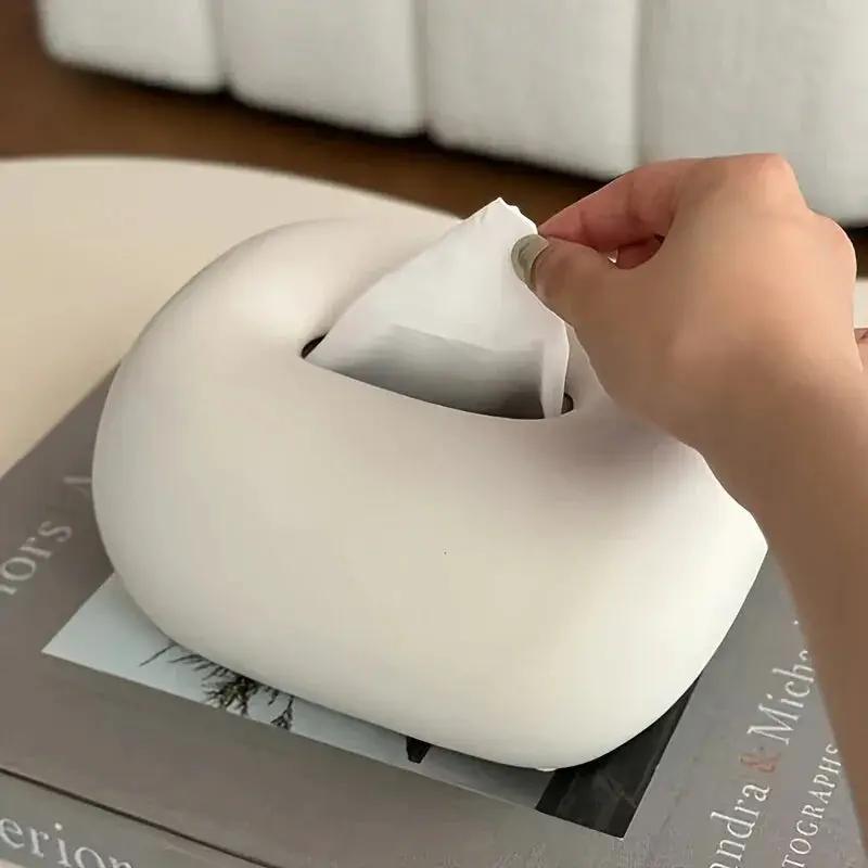 Tissue Box Holder - Modern Ceramic White by House Of Avana