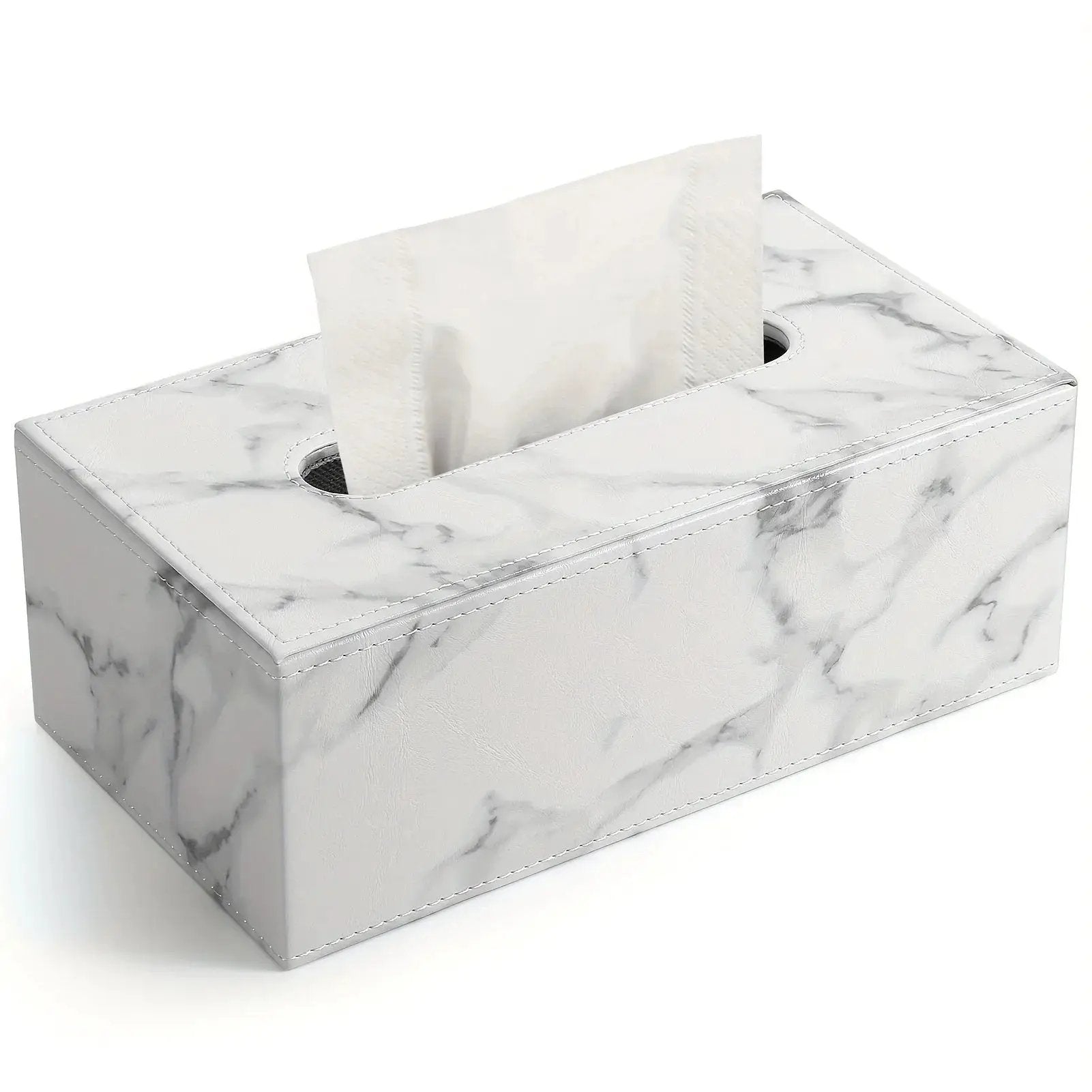 Tissue Box - Marble White Rectangular by House Of Avana