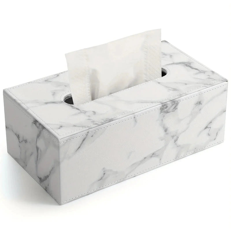 Tissue Box - Marble White Rectangular by House Of Avana