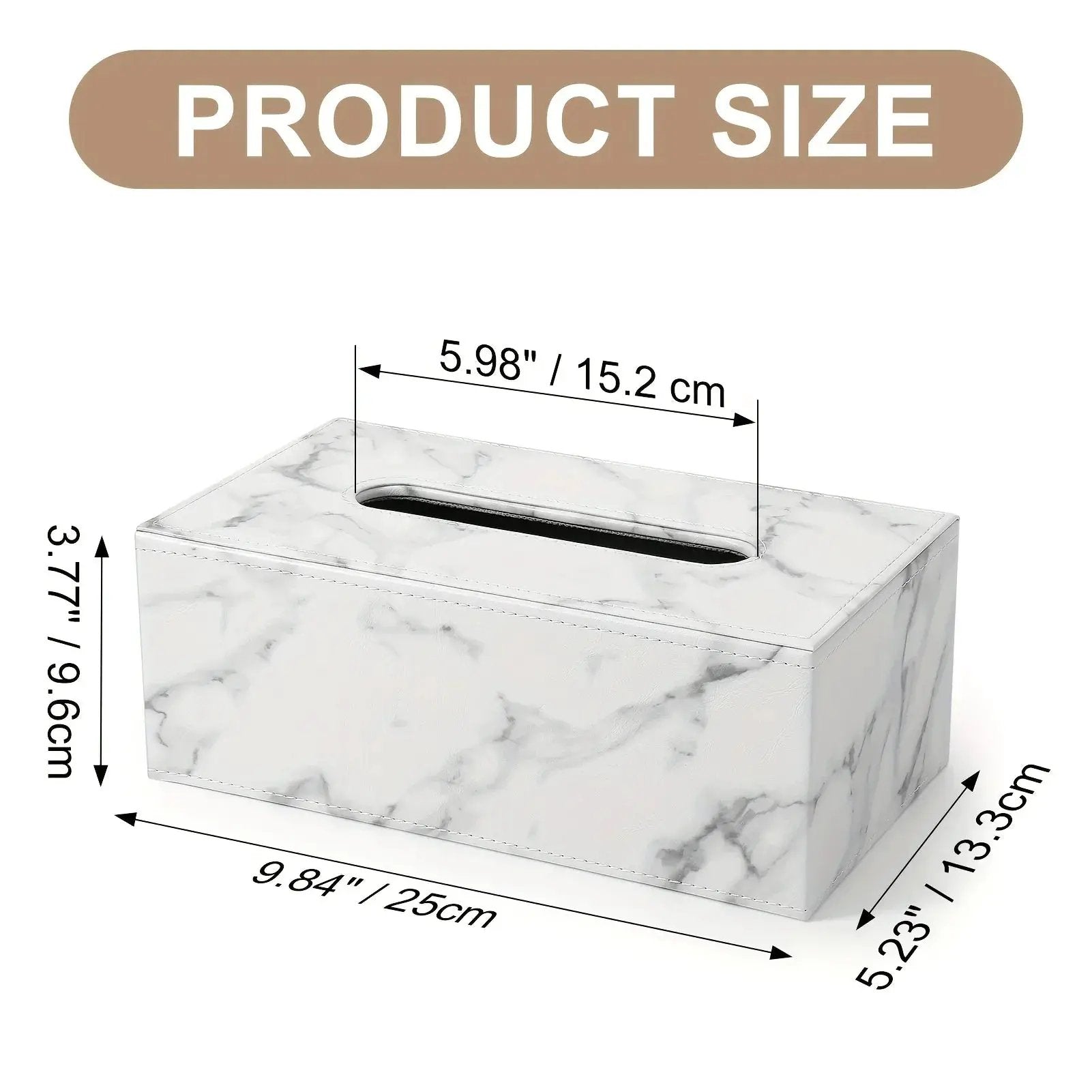 Tissue Box - Marble White Rectangular by House Of Avana