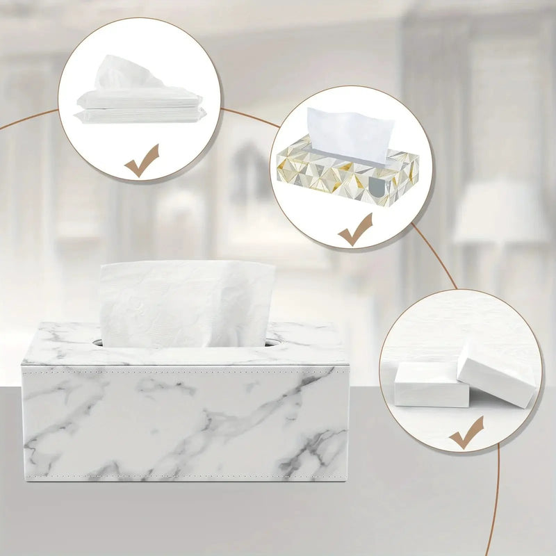 Tissue Box - Marble White Rectangular by House Of Avana