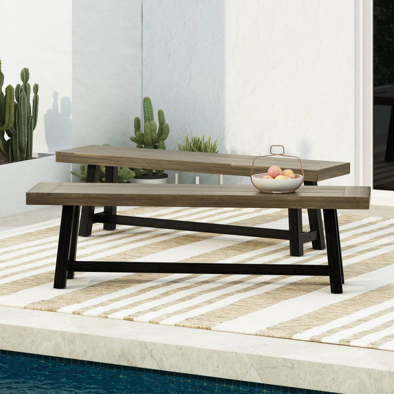 Acacia Outdoor Bench in Sandblast Finish by HouseOfZazla