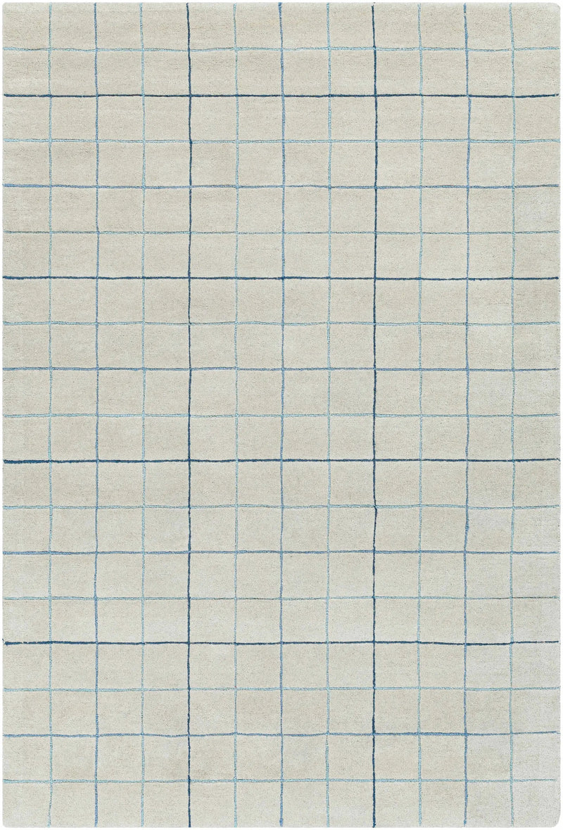 Toshi Beige Grid Wool Rug by Boutique Rugs