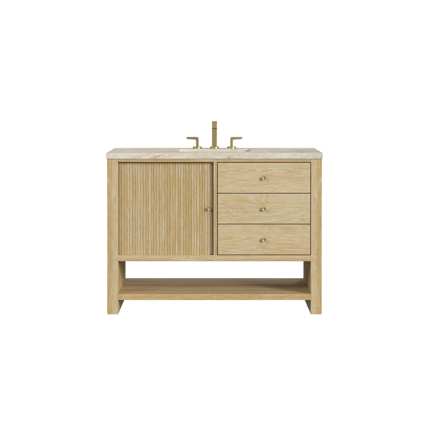 James Martin Marigot 48" Single Bathroom Vanity, Sunwashed Oak with Tajnar countertop