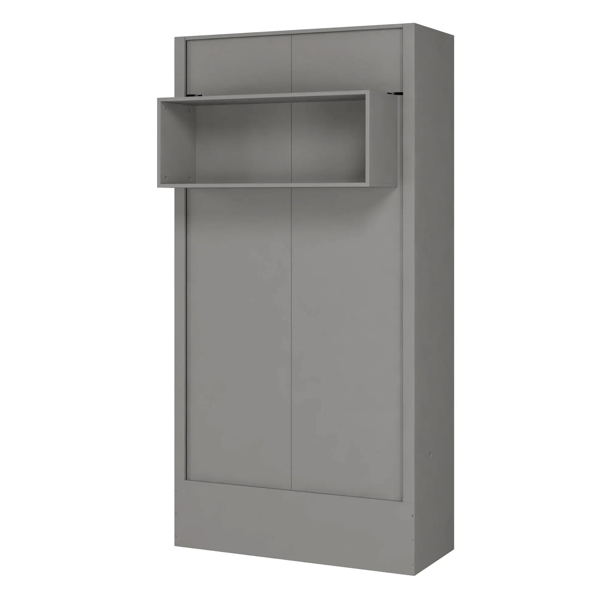 Easy-Lift Twin Murphy Wall Bed in Grey with Shelf by Sharicks