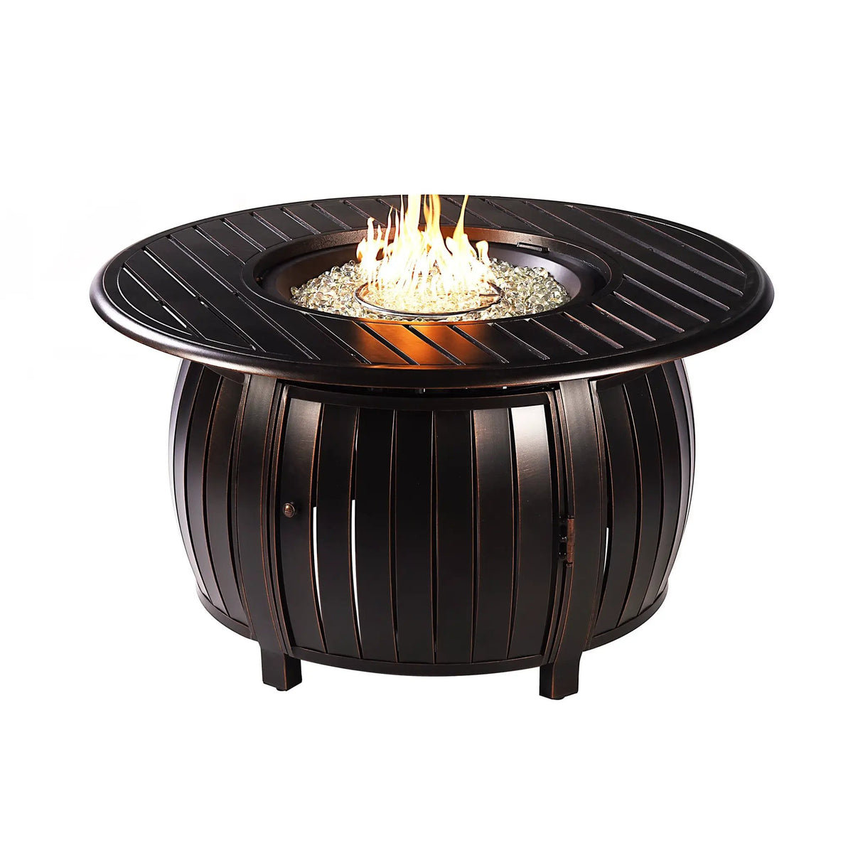 Black Aluminum Fire Table Set with Four Deep Seating Loveseats by Sharicks