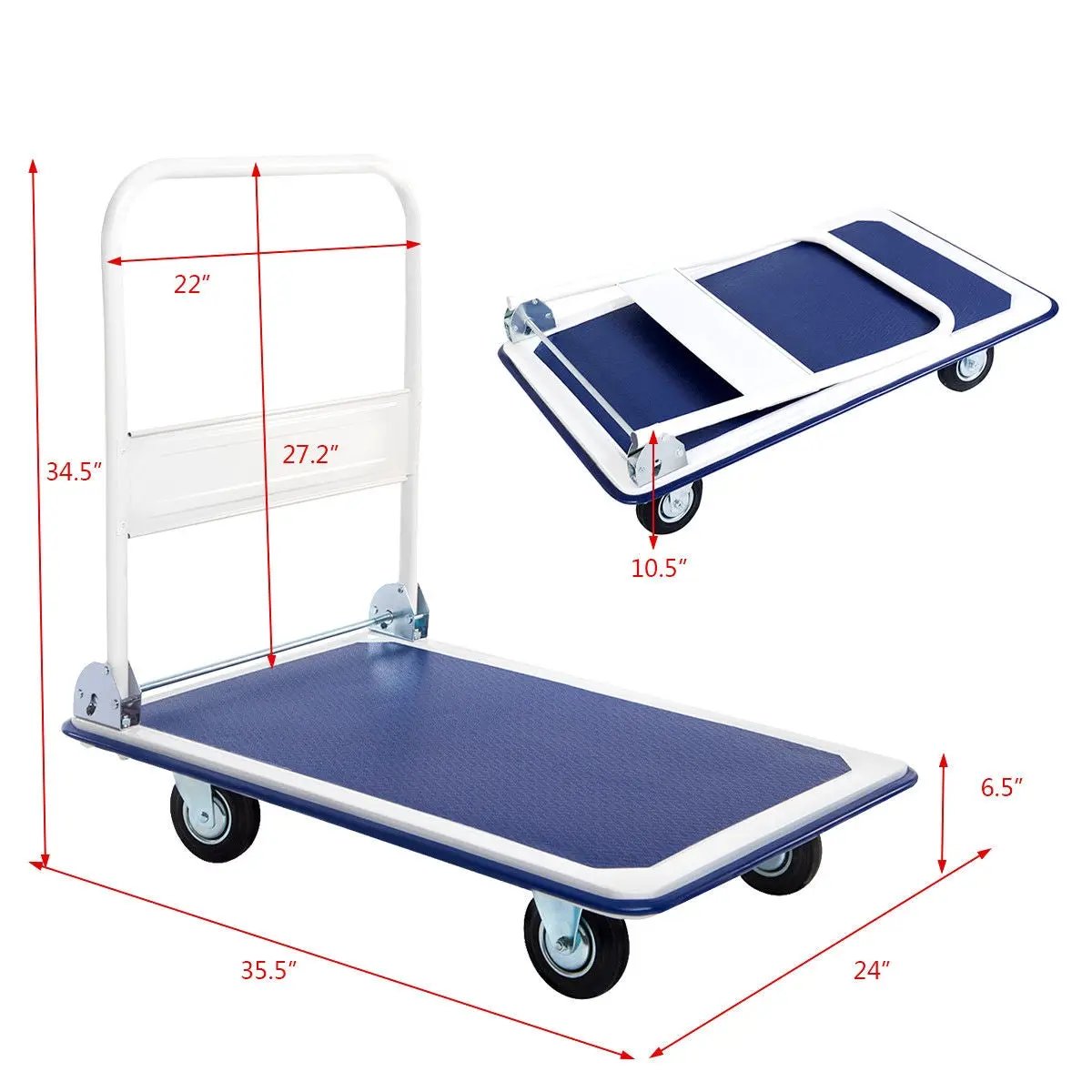 660 Pounds Folding Platform Cart Dolly Hand Truck, photo 7 of 16