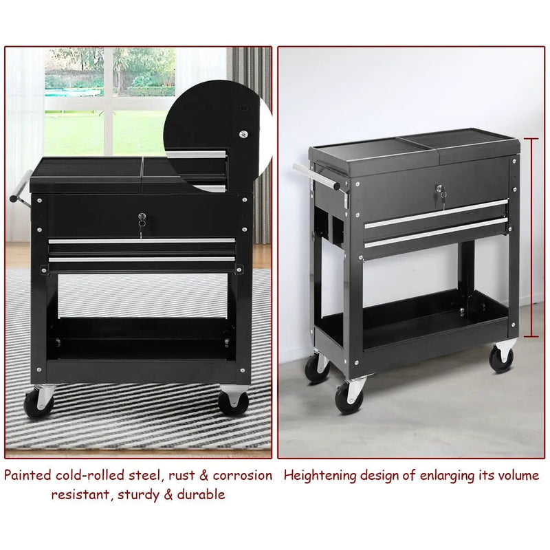 Rolling Mechanics Tool Cart Slide Top Utility Storage Cabinet Organizer 2 Drawers by DirectDeals