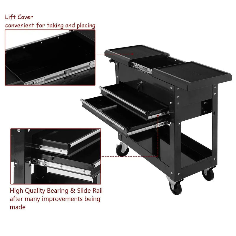 Rolling Mechanics Tool Cart Slide Top Utility Storage Cabinet Organizer 2 Drawers by DirectDeals