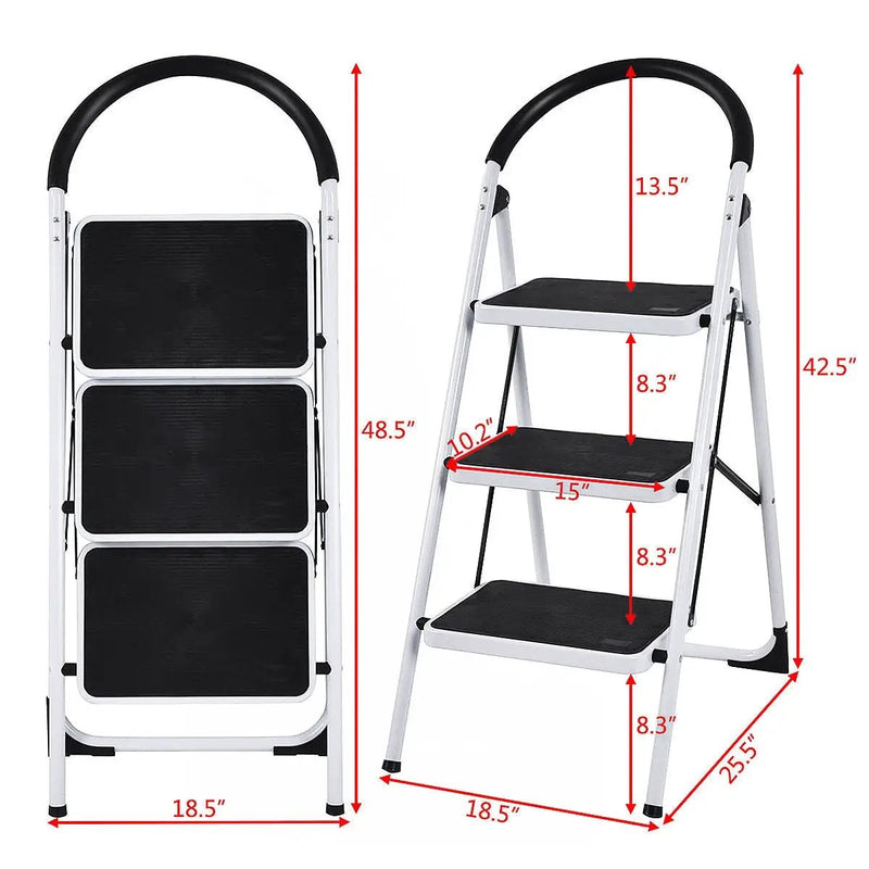 Heavy Duty Industrial Lightweight Folding Stool 3 Step Ladder by DirectDeals