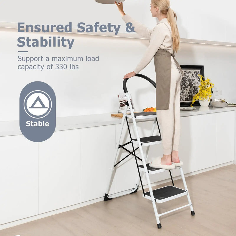 4-Step Folding Ladder with Anti-Slip Pedal Platform 330Lbs Capacity by DirectDeals