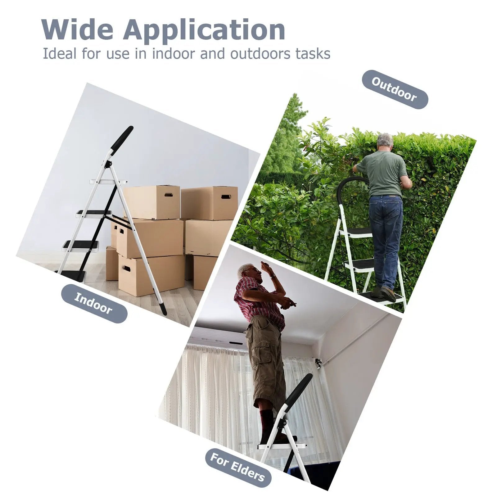 4-Step Folding Ladder with Anti-Slip Pedal Platform 330Lbs Capacity by DirectDeals
