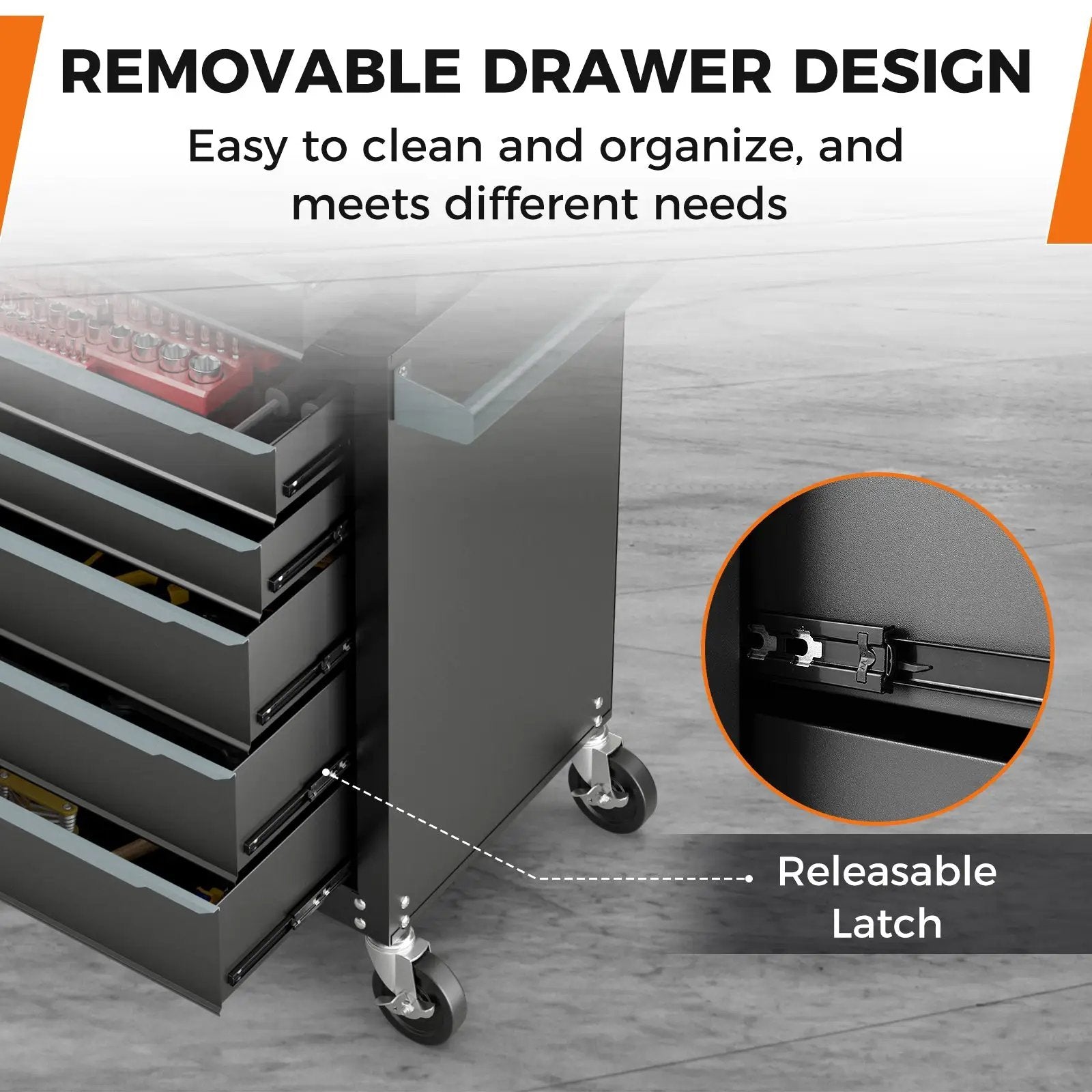 5-Drawer Tool Storage Cabinet with Hanging Holes and Central Keyed Locking System-Black by DirectDeals