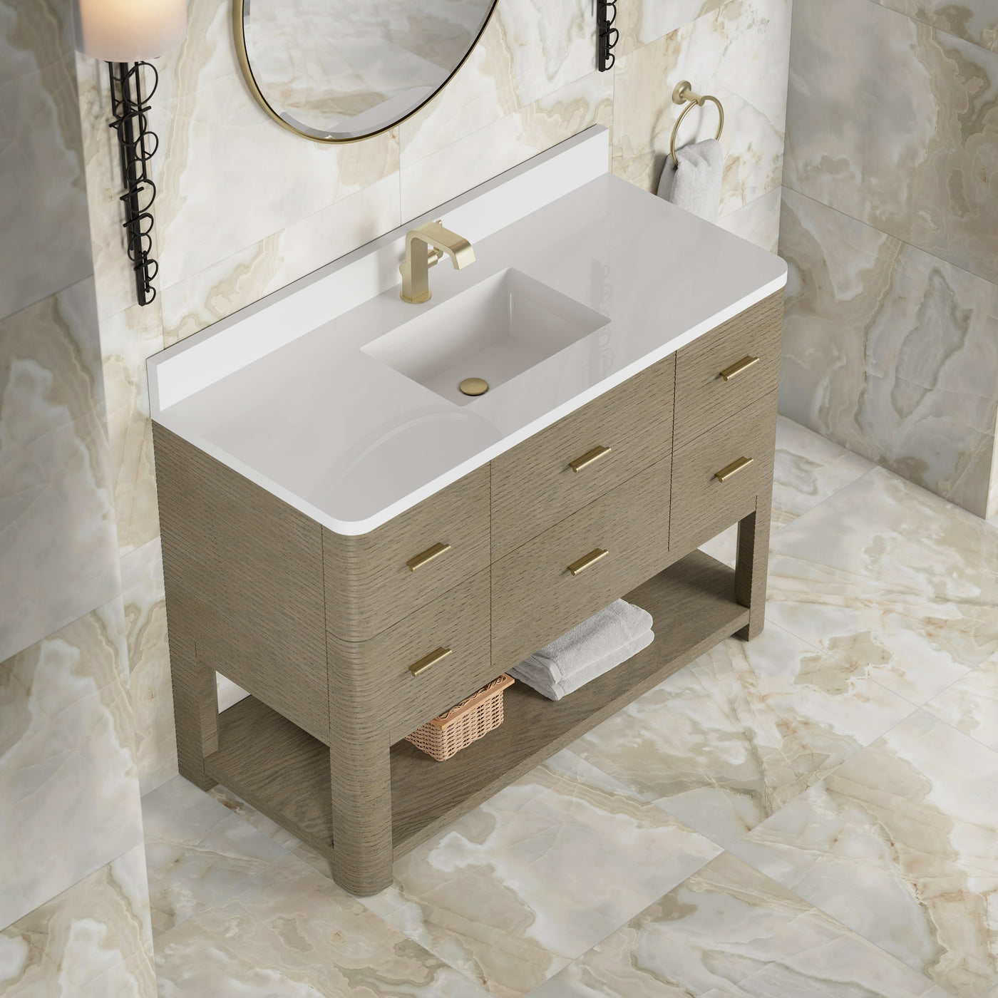James Martin Lucian 48" Single Bathroom Vanity, Pebble Oak, view 25
