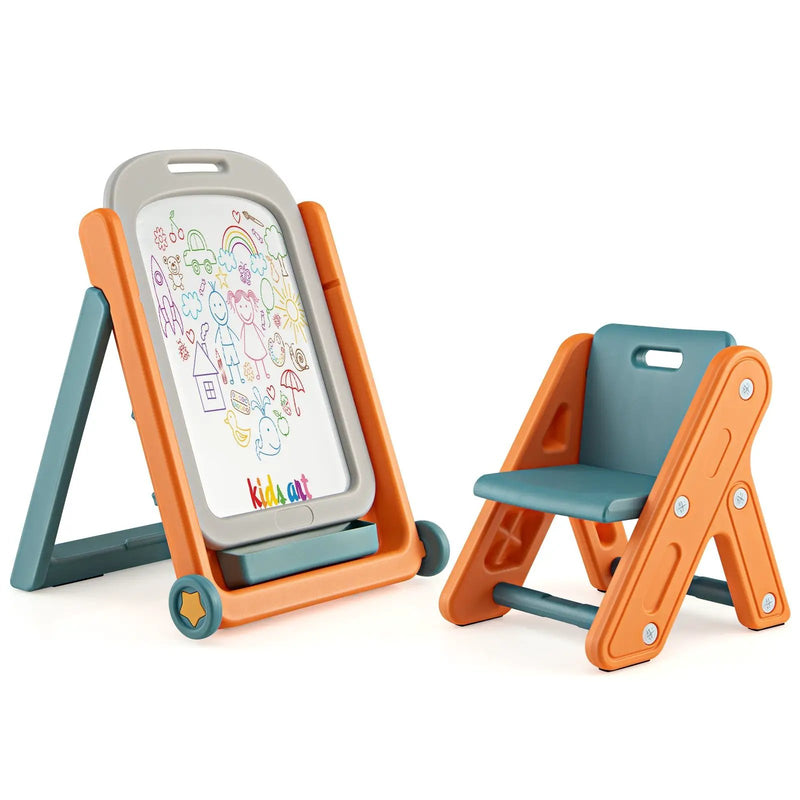 Kids Height Adjustable Art Easel Set with Chair by DirectDeals