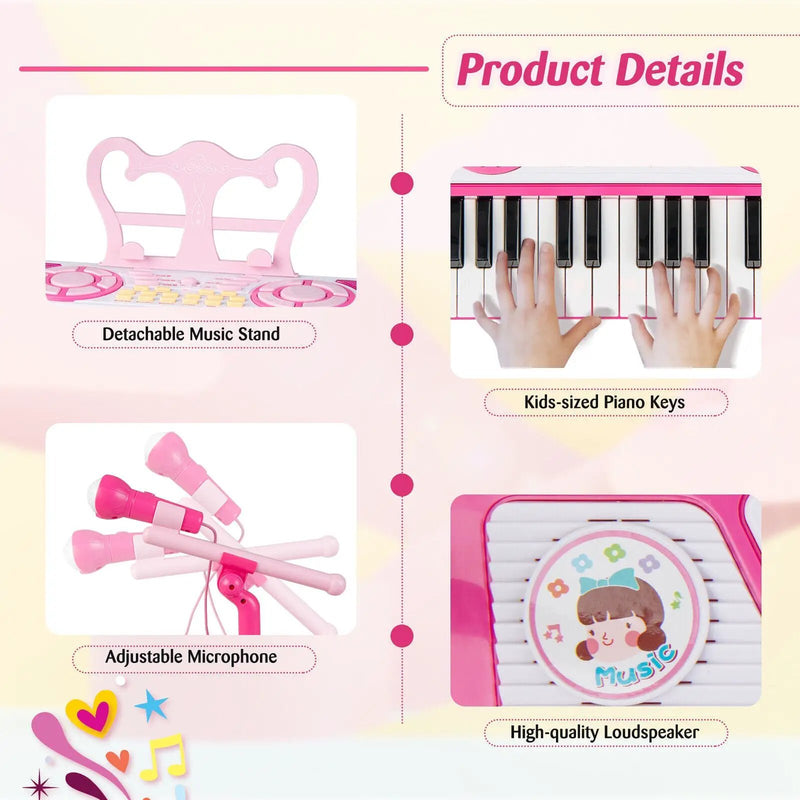 49 Keys Kids Piano Keyboard for Kids 3+-Pink by DirectDeals