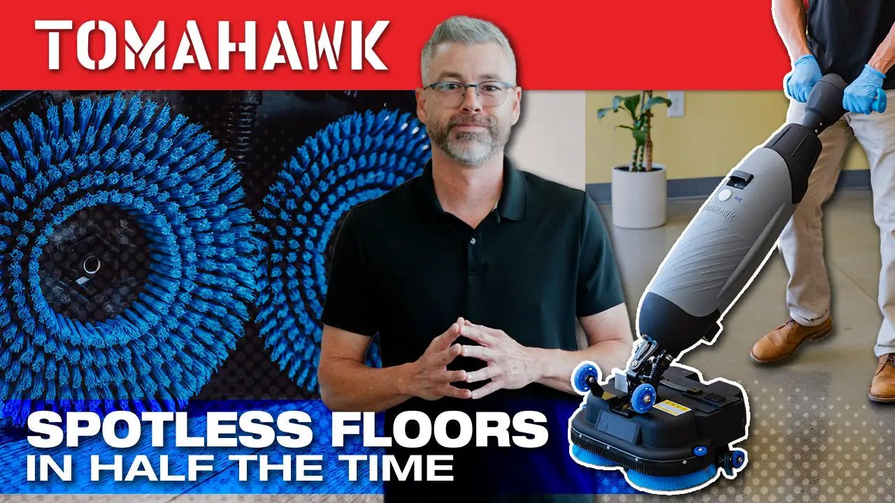 Electric Floor Scrubber Cleaner with 18” Power Mop Brushes Cordless 36V Battery Powered by Tomahawk Power