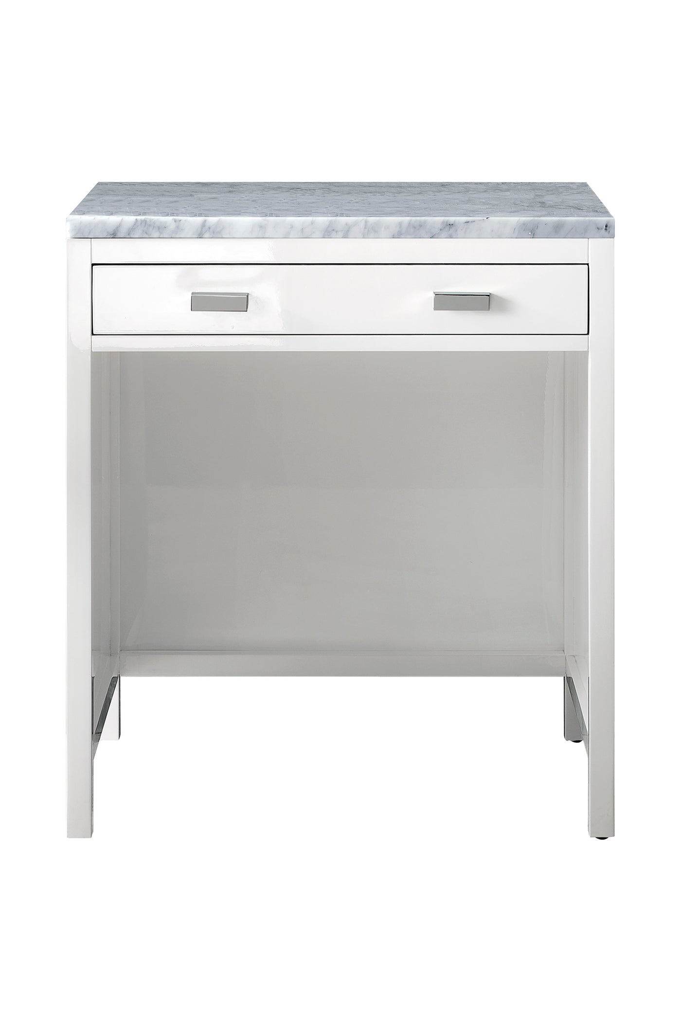 James Martin Addison 30" Countertop Unit, Glossy White with Carrara White countertop