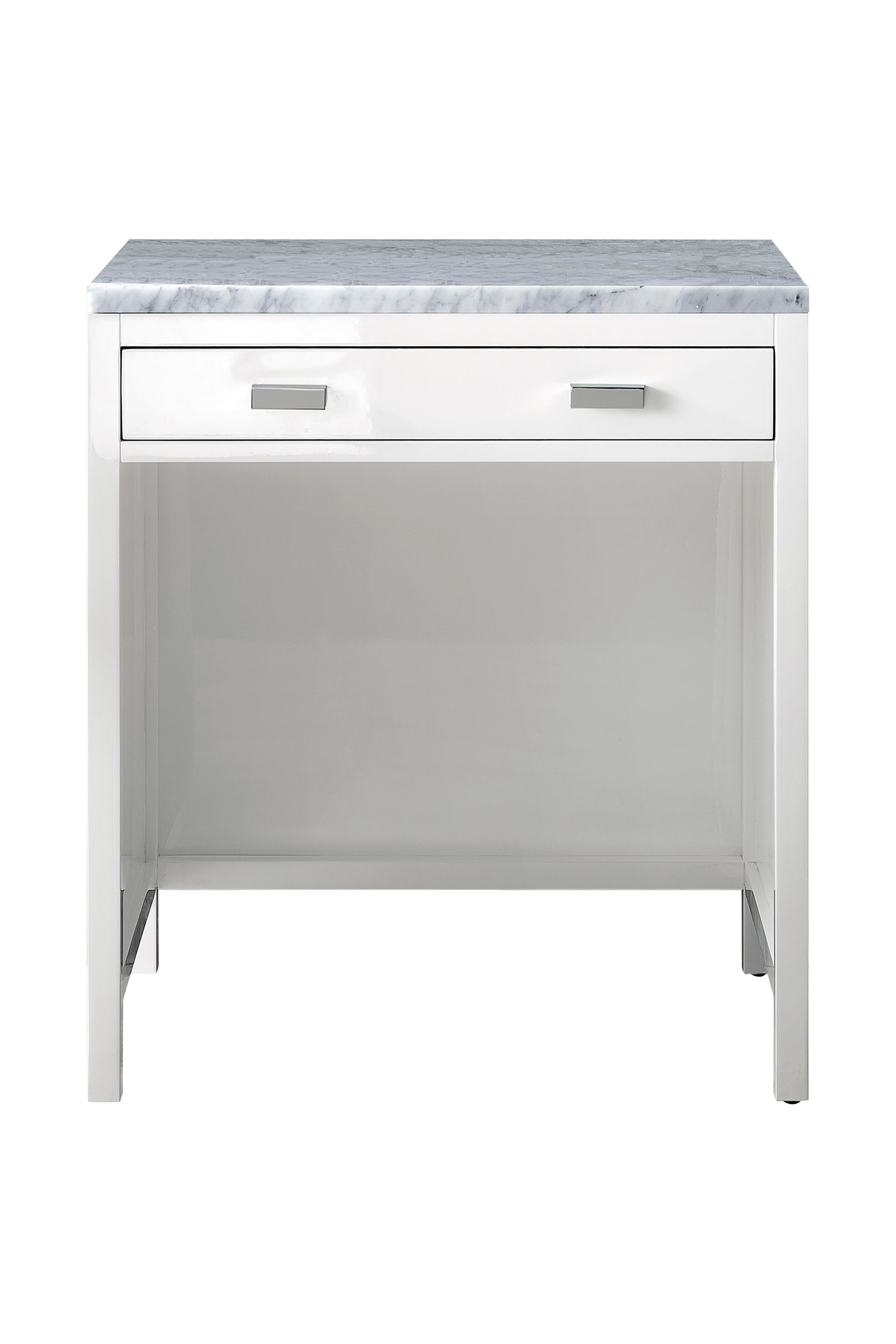 James Martin Addison 30" Countertop Unit, Glossy White with Carrara White countertop