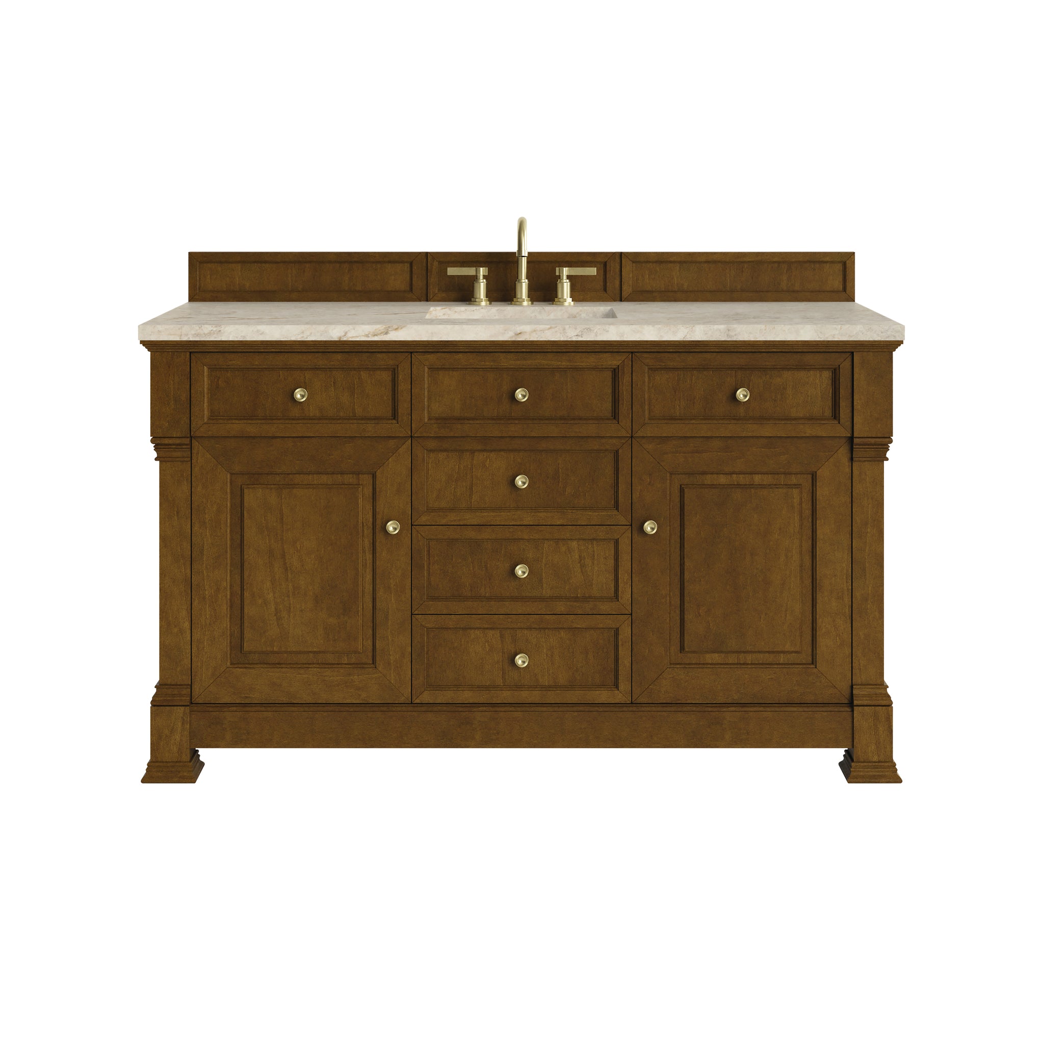 James Martin Brookfield 60" Single Bathroom Vanity, Honey Oak with Tajnar countertop