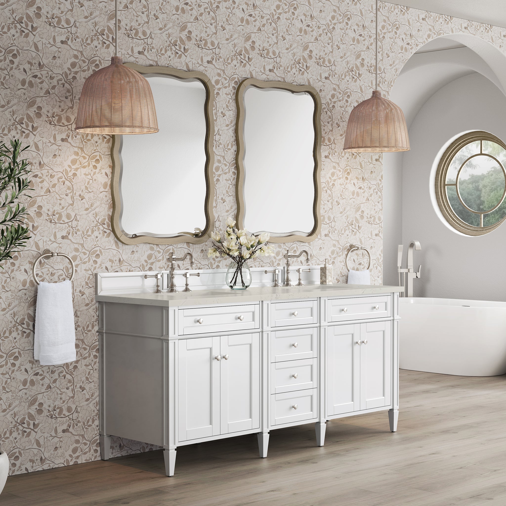 James Martin Brittany 72" Double Bathroom Vanity, Bright White, view 39