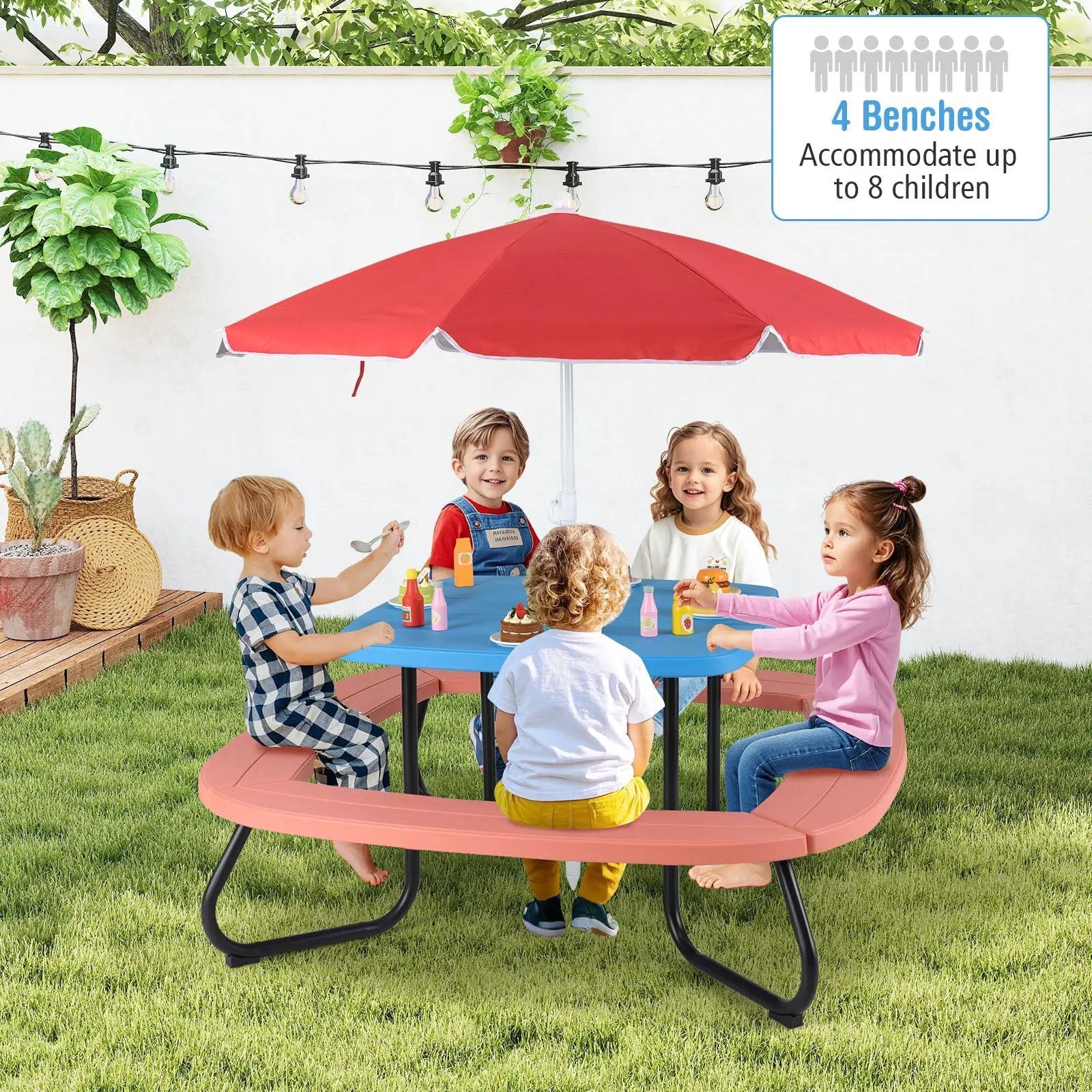 Toddler Outdoor Activity Table with Adjustable and Collapsible Umbrella by DirectDeals