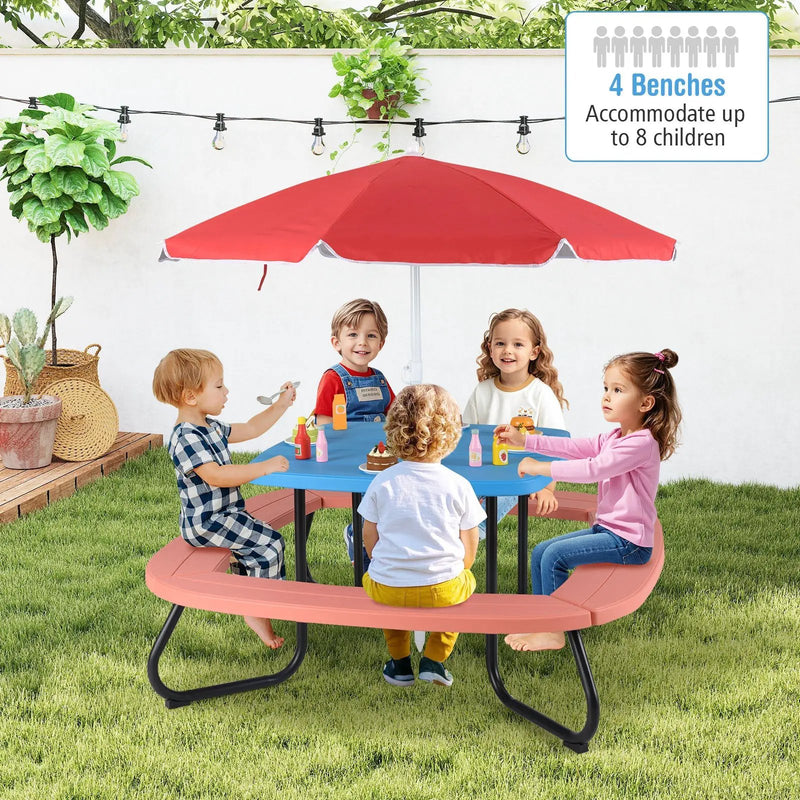 Toddler Outdoor Activity Table with Adjustable and Collapsible Umbrella by DirectDeals