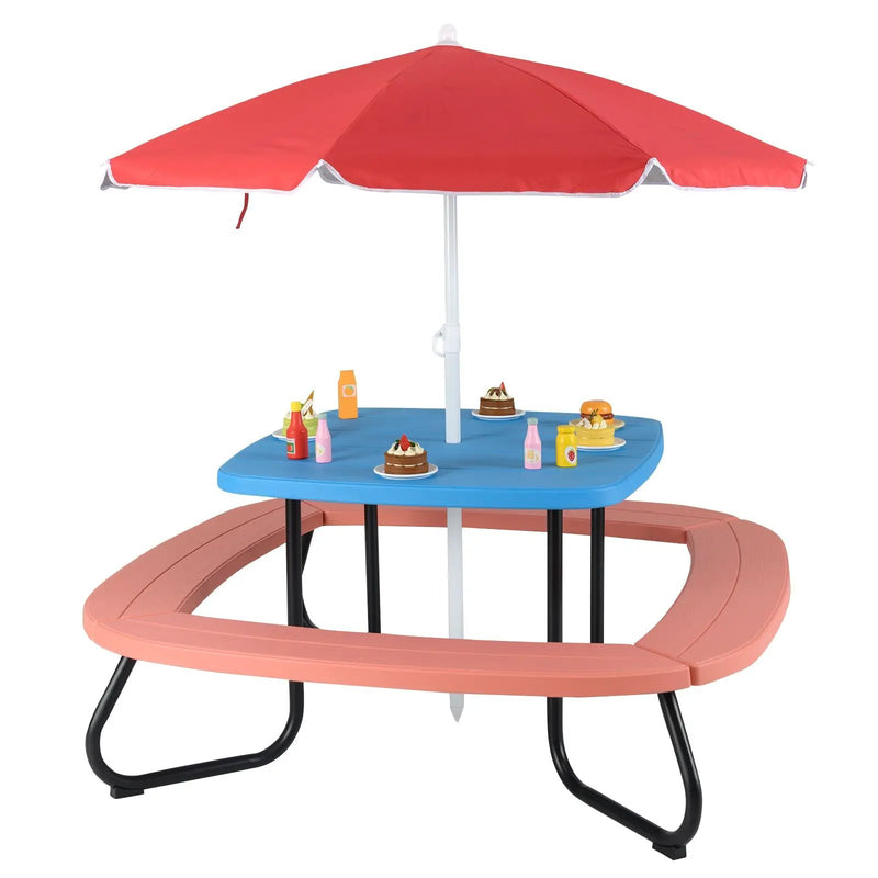 Toddler Outdoor Activity Table with Adjustable and Collapsible Umbrella by DirectDeals