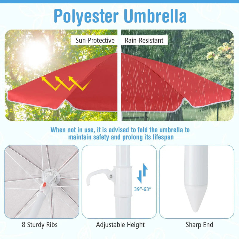 Toddler Outdoor Activity Table with Adjustable and Collapsible Umbrella by DirectDeals
