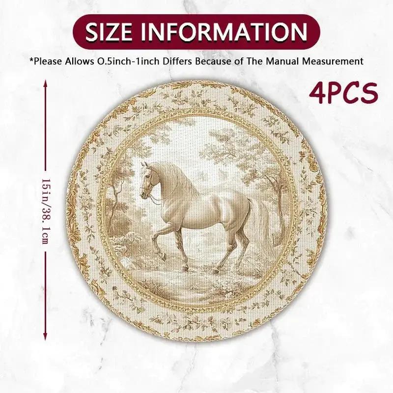 Toile Placemats - Round 15x15in Cotton Table Mats by House Of Avana