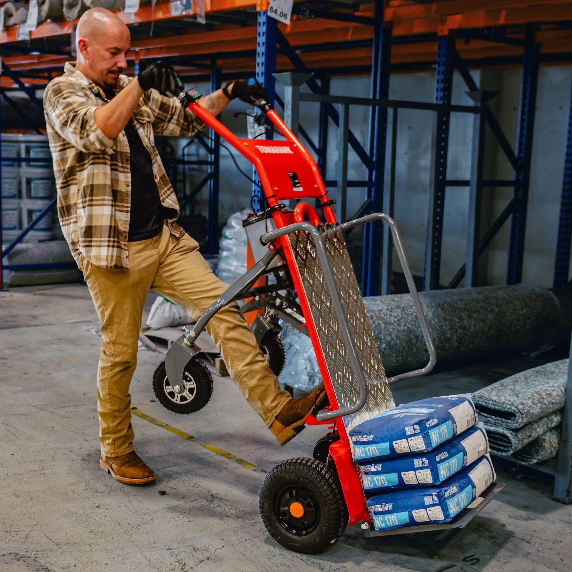 Electric Dolly Cart Hand Truck 570 lbs Capacity for Warehouses Shops & Material Handling by Tomahawk Power