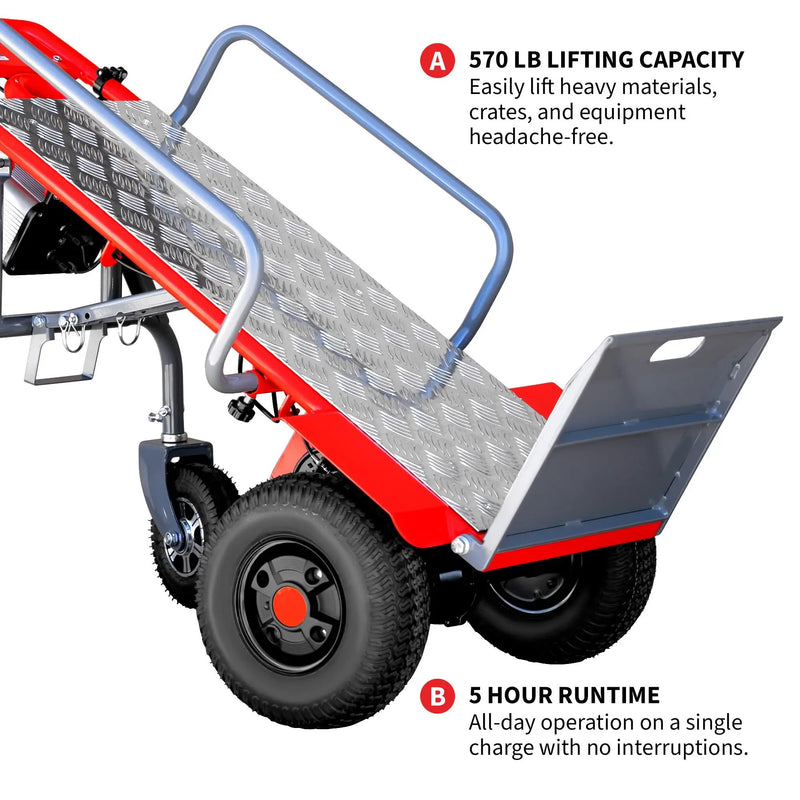 Electric Dolly Cart Hand Truck 570 lbs Capacity for Warehouses Shops & Material Handling by Tomahawk Power
