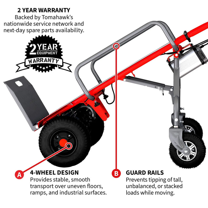 Electric Dolly Cart Hand Truck 570 lbs Capacity for Warehouses Shops & Material Handling by Tomahawk Power