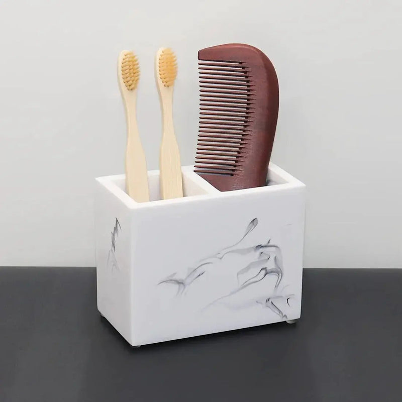 Toothbrush Holders for Bathroom, 2 Slots Toothbrush Holder, Freestanding Countertop Bathroom Organizer, Multifunctional Toothbrush Toothpaste Storage Rack, Bathroom Accessories, Decor by House Of Avana